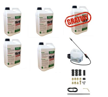 Pulvérisateur électrique + 4 bidons Stop dépôts verts 5L = 5L offert